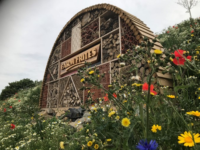 Zeď živé přírody Farm Frites je otevřená pro včely