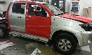 Celopolep Vozu Toyota Hilux do Červené Lesklé,Bright red KPMF folie + korba + nástavba