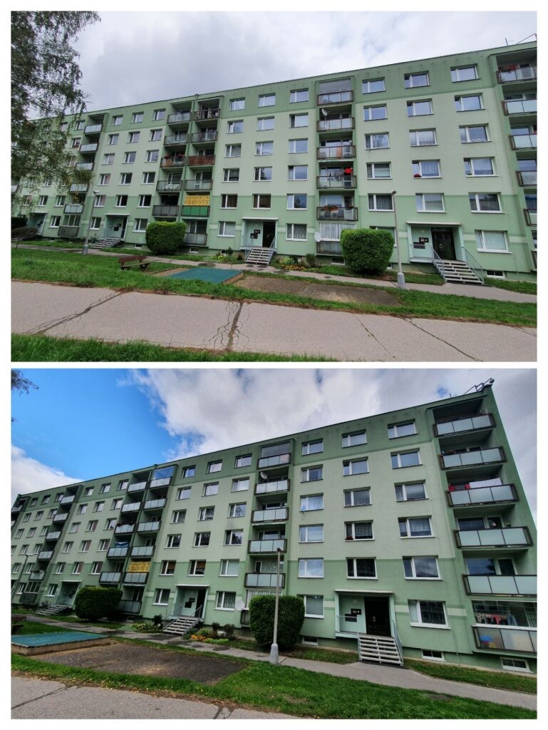 Výměna balkonových skel Děčín před a po