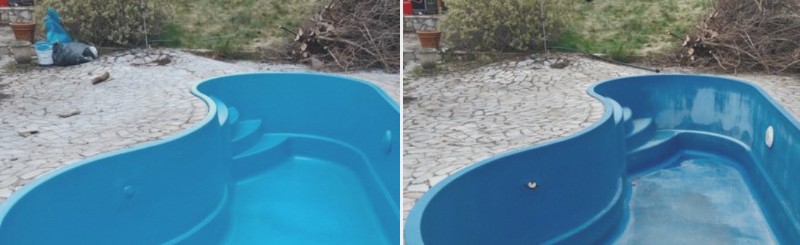 Renovace bazénu před a po