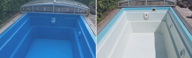 Renovace bazénu před a po