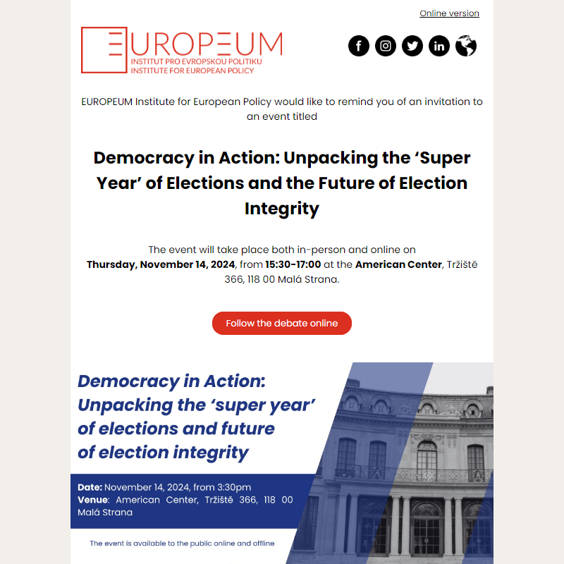 Reminder: Democracy in Action: Unpacking the ‘Super Year’ of Elections and the Future of Election Integrity, 14th November, 15:30