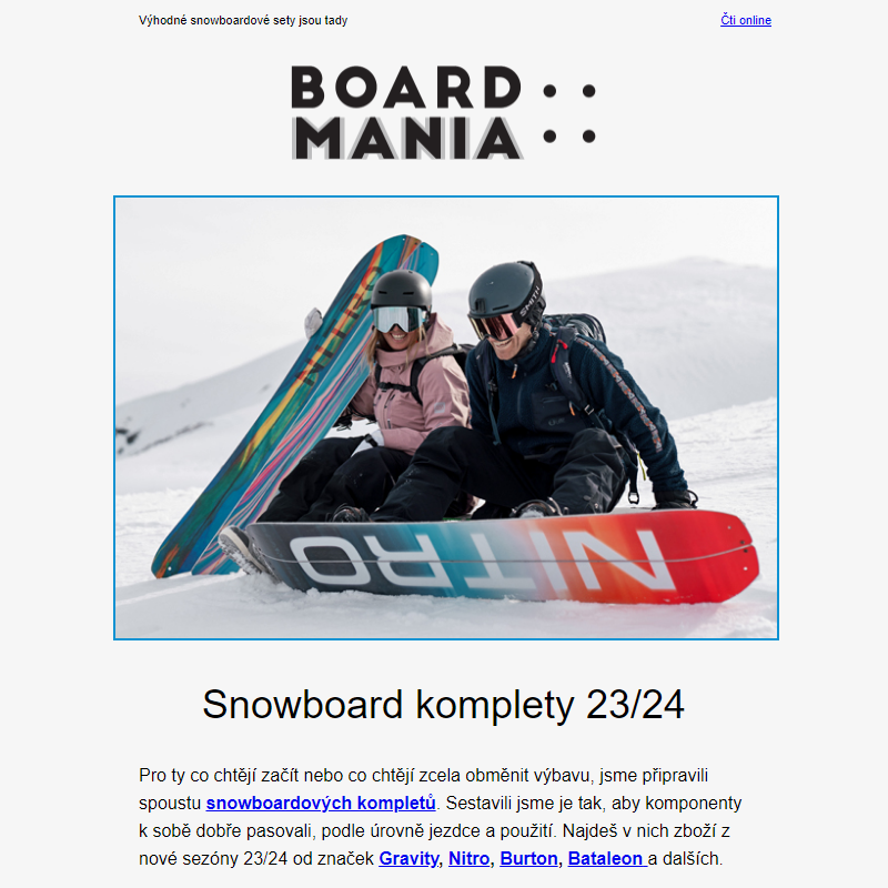 Výhodné snowboard komplety 2023/24