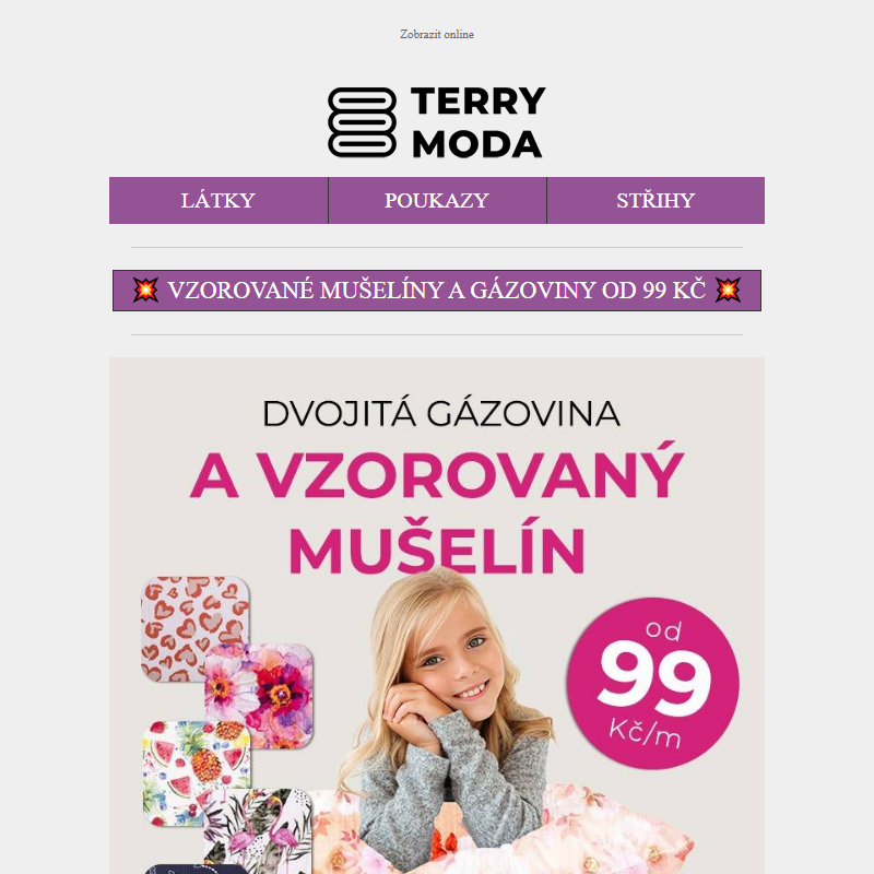 _ Vzorované mušelíny a gázoviny od 99 Kč/m!