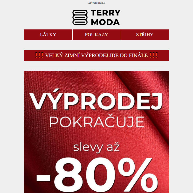 _ ŠOKUJÍCÍ SLEVY AŽ 80% _ Výprodej pokračuje! 