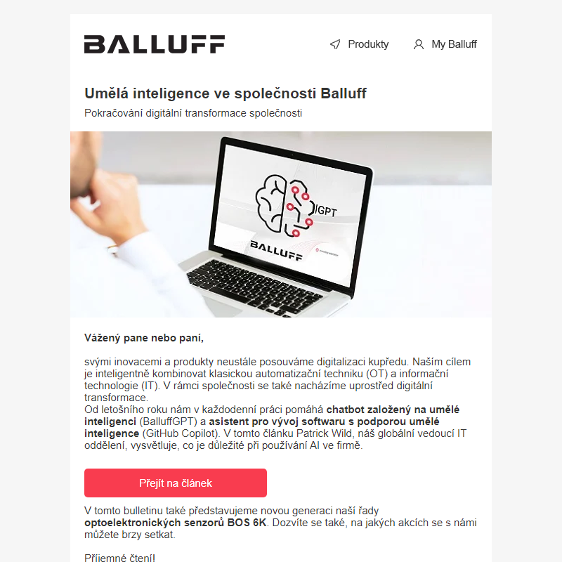 Umělá inteligence ve společnosti Balluff