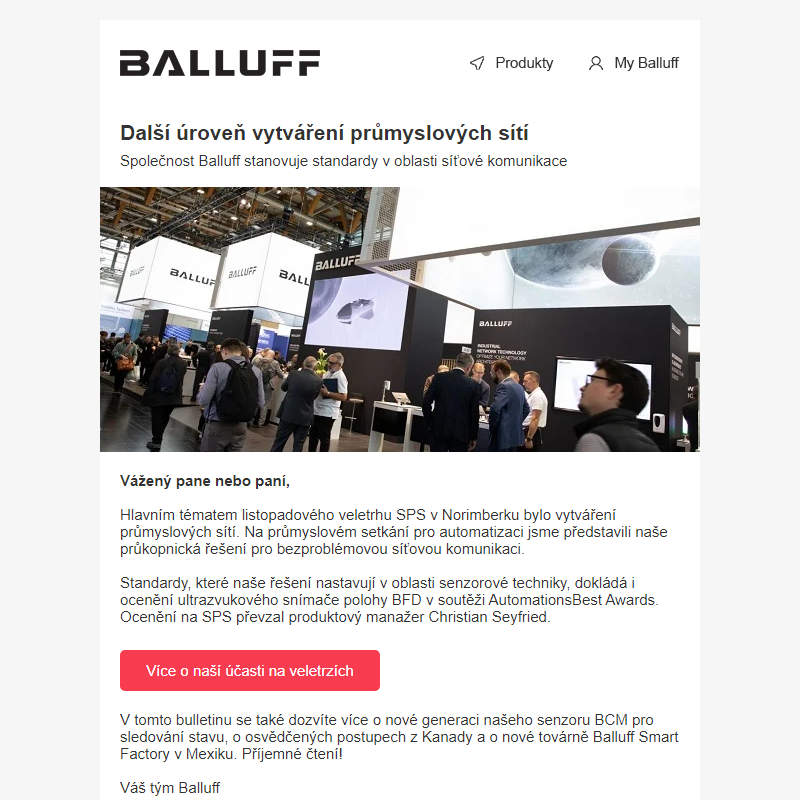 Balluff průmyslové sítě na SPS