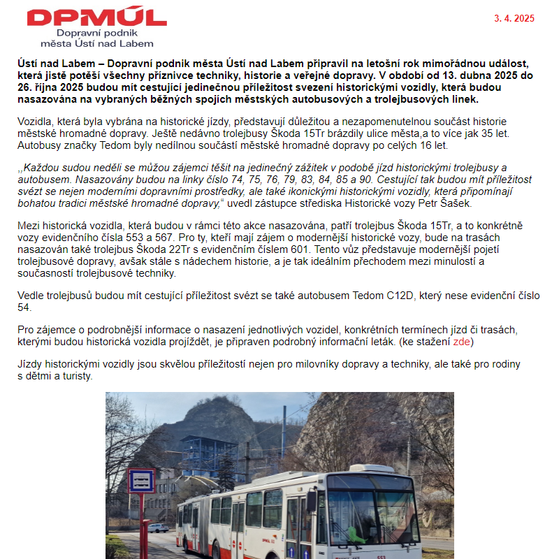DPmÚL - Tisková zpráva