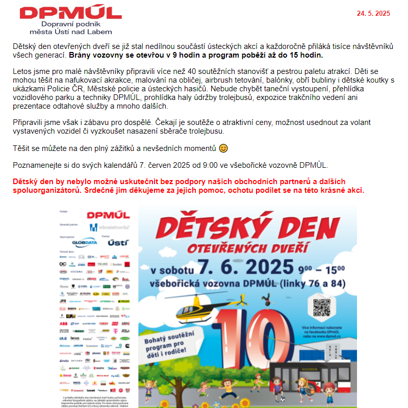 DPmÚL - Dětský den otevřených dveří