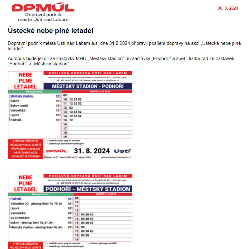 DPmÚL - Ústecké nebe plné letadel