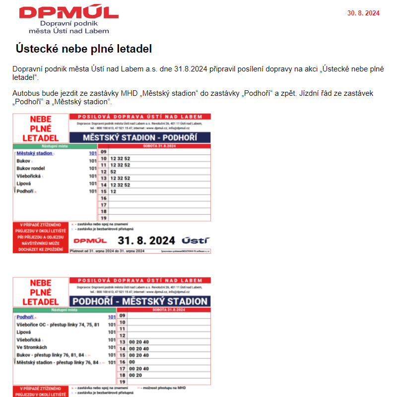 DPmÚL - Ústecké nebe plné letadel