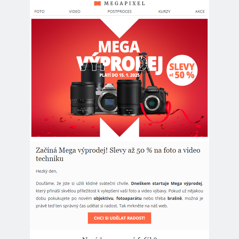 _ Mega výprodej! Slevy až 50 % na foto a video techniku