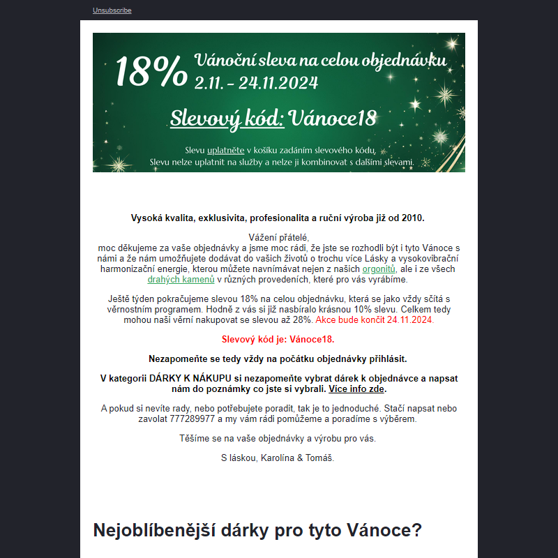 Poslední týden Vánoční SLEVY 18%