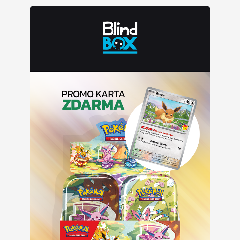 Promo karta Eevee ZDARMA! při nákupu Prismatic Evolution: Mini Tin!