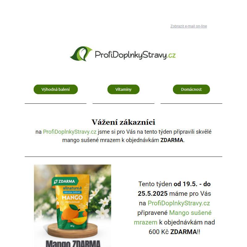 Mango sušené mrazem k objednávkám ZDARMA