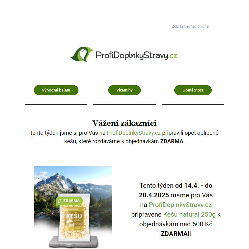 Rozdáváme oblíbené kešu k objednávkám ZDARMA