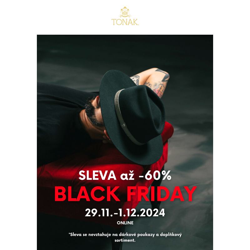 BLACK FRIDAY je tady! Slevy až -60% na klobouky, čepice, bekovky a kapitánky.