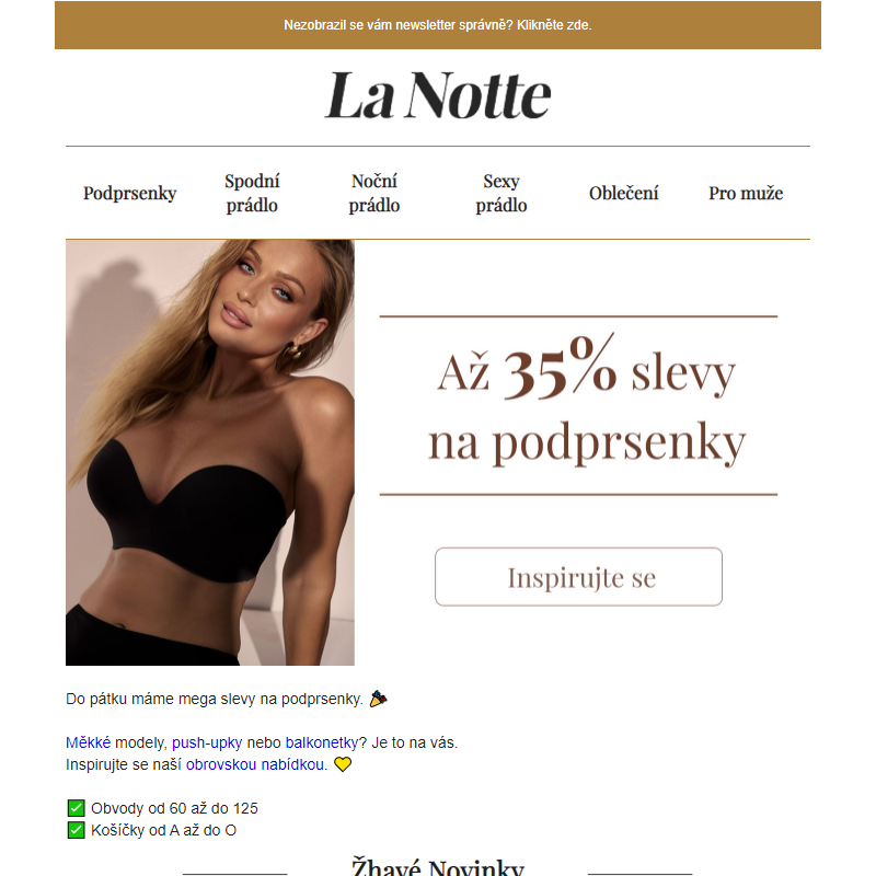 Mega slevy nejen na podprsenky! až -35 % 