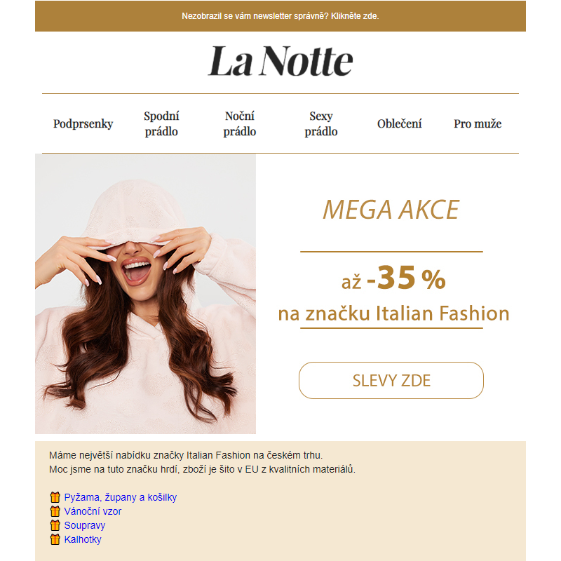 Máme mega akci až -35 % na značku Italian Fashion