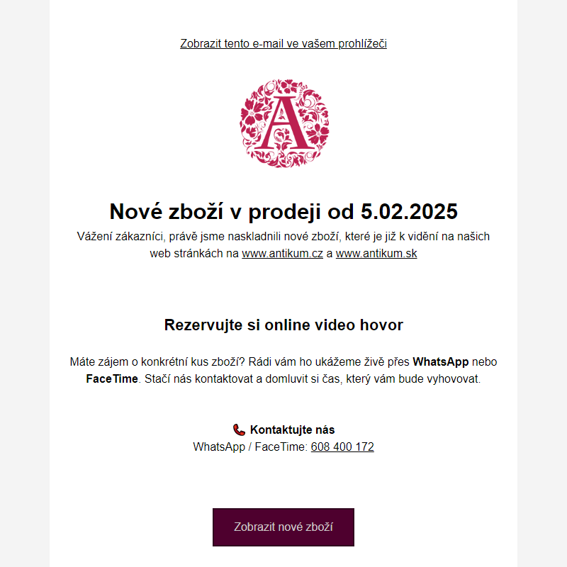 Nové zboží v prodeji od 21.02.2025