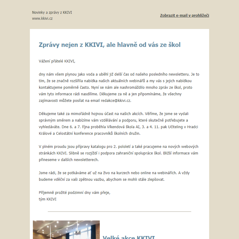 Newsletter KKIVI - Královéhradeckého krajského institutu pro vzdělávání a inovace 13.11.2023