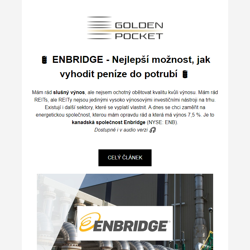 NOVÝ ČLÁNEK | _ ENBRIDGE - Nejlepší možnost, jak vyhodit peníze do potrubí _