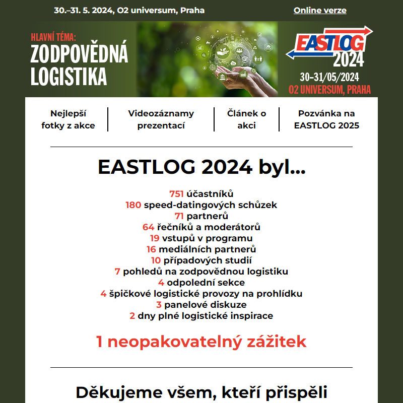 751 účastníků, 64 řečníků, 71 partnerů _ to byl 27. ročník kongresu EASTLOG