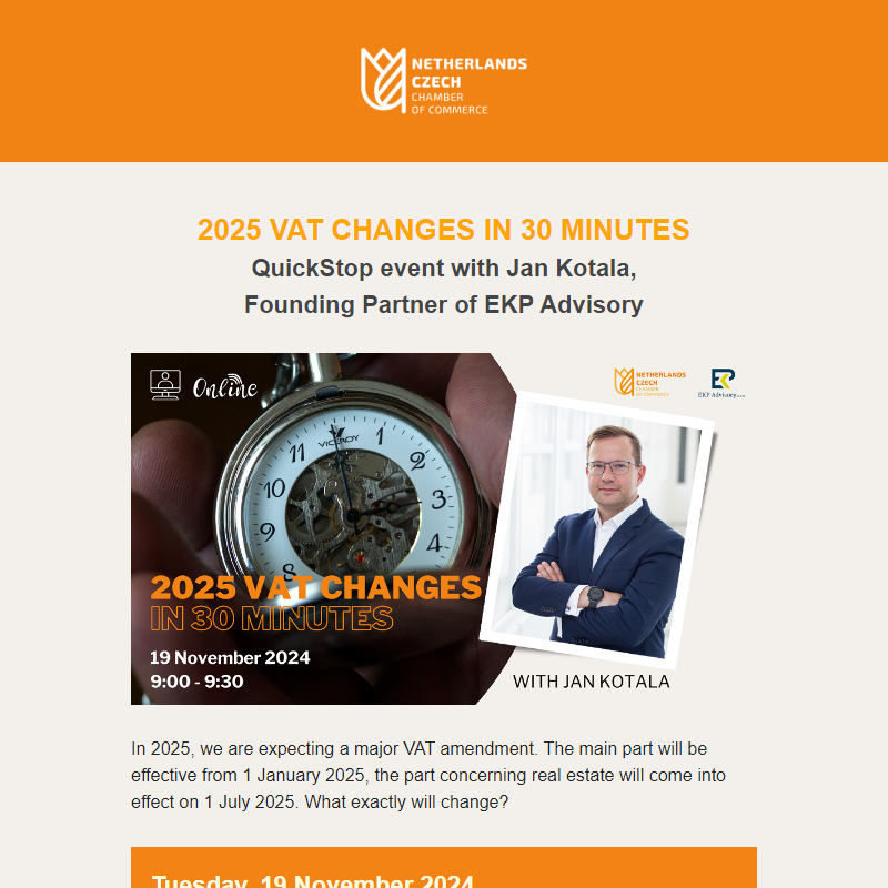 Invitation: 2025 VAT changes in 30 minutes | 19 November 2024