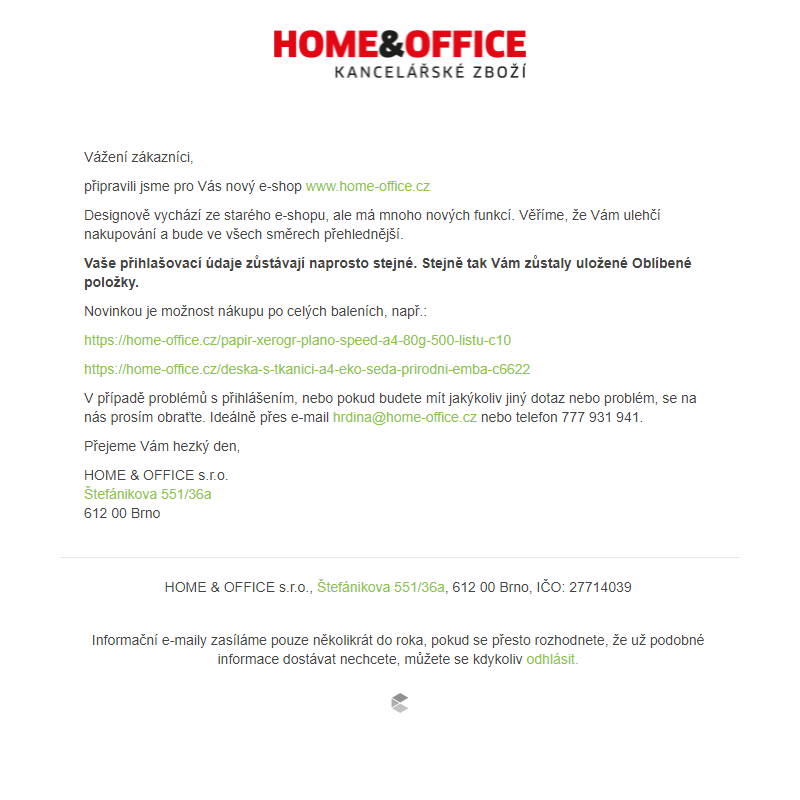 HOME & OFFICE - kancelářské zboží - NOVÝ E-SHOP!