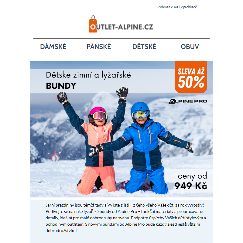 _ Zimní radovánky začínají | Dětské lyžařské bundy a kalhoty od Alpine Pro