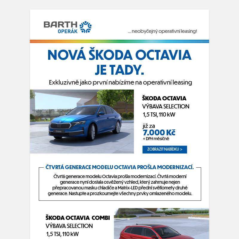 Nová Škoda Octavia exkluzivně již za 7 000 Kč