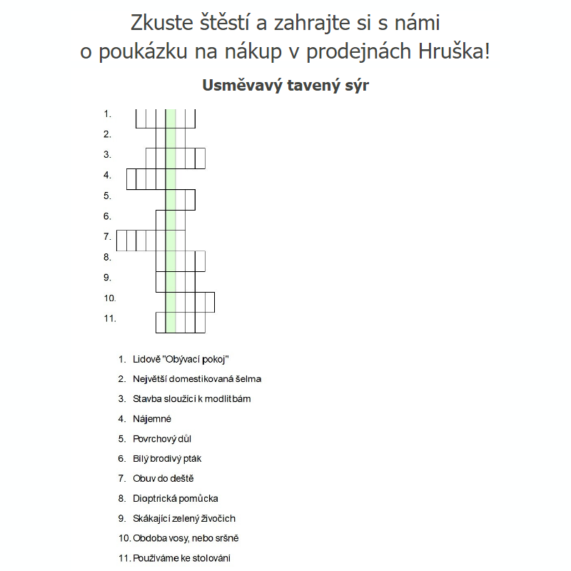 Vylušti jednoduchou křížovku a hraj o poukázku na nákup! __