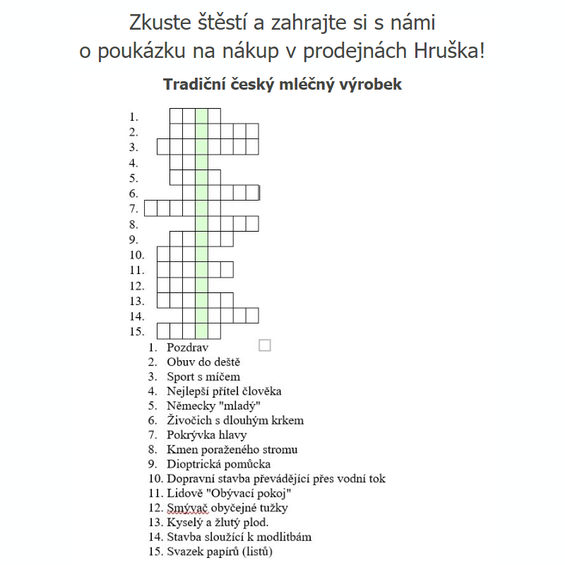 Vylušti jednoduchou křížovku a hraj o poukázku na nákup! __