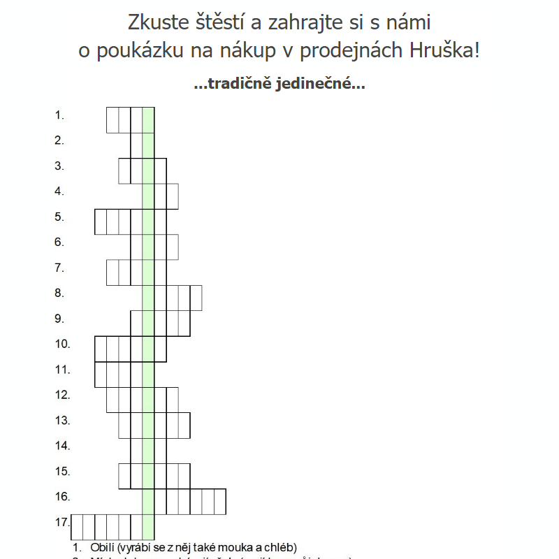 Vylušti jednoduchou křížovku a hraj o poukázku na nákup! __