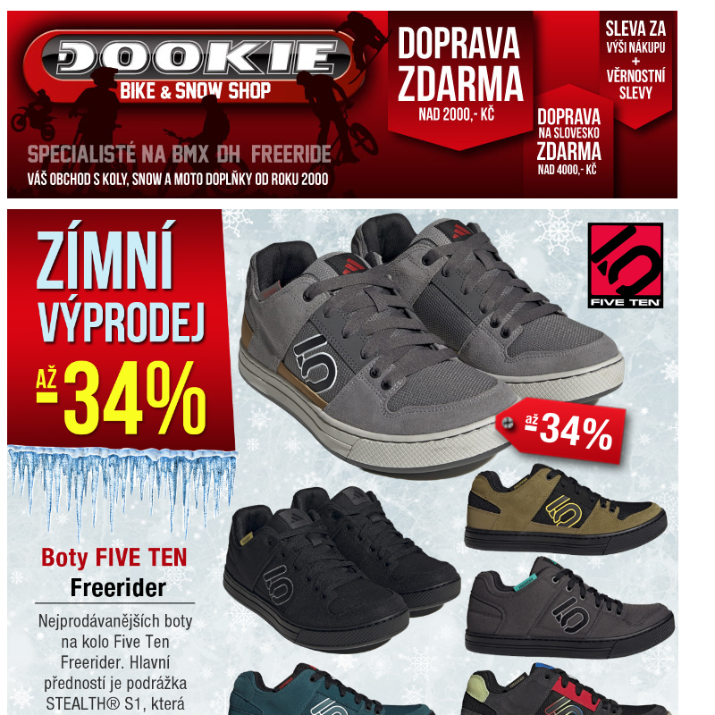 DOOKIE.cz | Výprodej všech bot na kolo FIVE TEN! Model Freerider za 1.986 Kč a více.