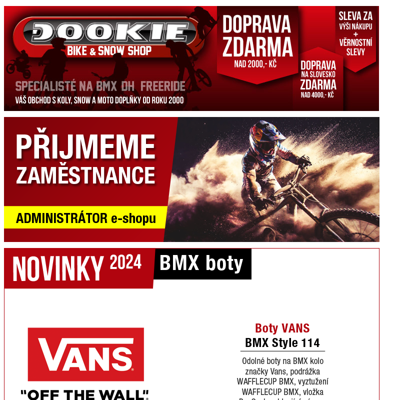 DOOKIE.cz | Hledáme administrátora eshopu + Novinky a sleva -25% na boty SHIMANO!