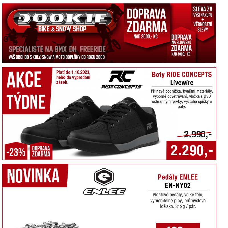 DOOKIE.cz | Akce týdne + Pláště MAXXIS se slevou až -32% + Nové pedály, termo oblečení a více!