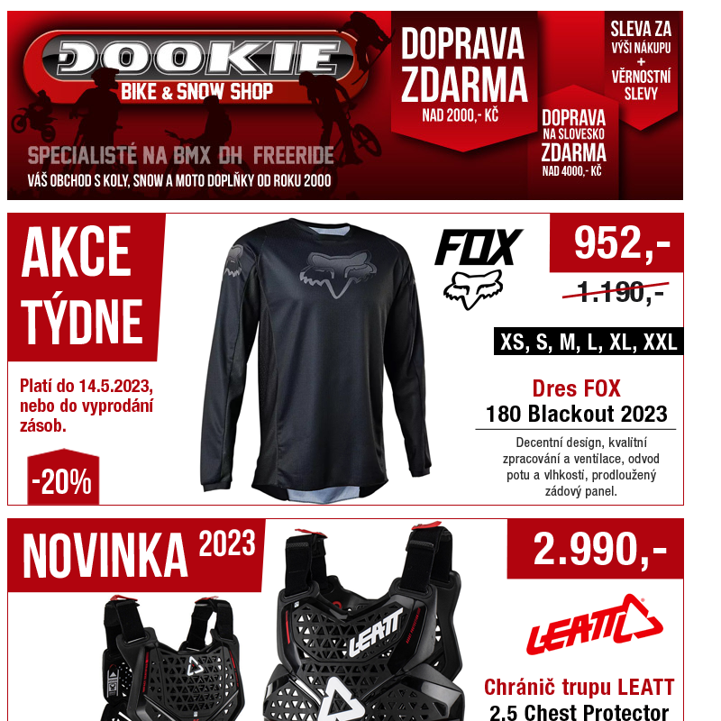 DOOKIE.cz | Akce týdne + BMX kola FLY BIKES se slevou až -29% + Novinky LEATT.