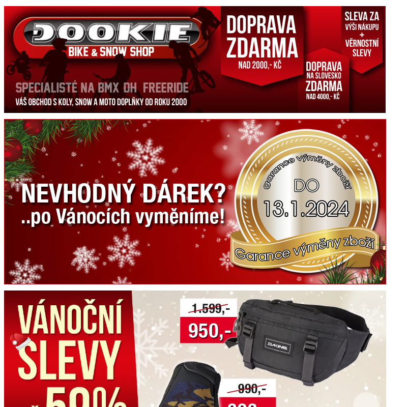 DOOKIE.cz | Vánoční slevy až -59% na DAKINE a VANS + Sleva -24% na elektro kolo GAINT
