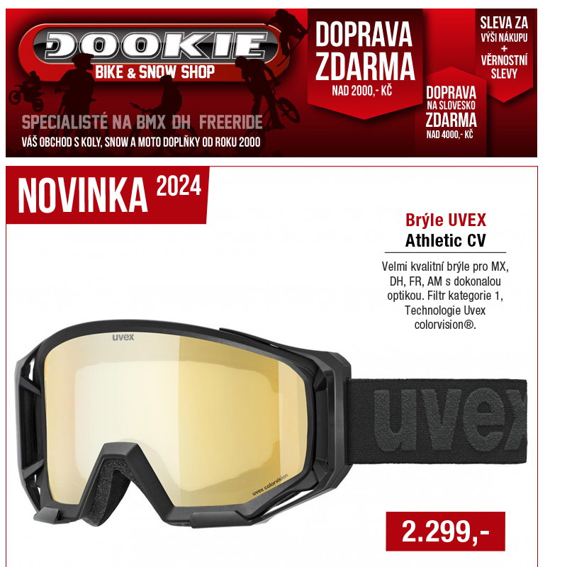 DOOKIE.cz | Nové brýle UVEX + Výprodej MTB přileb a dresů O´NEAL se slevou až -68%.