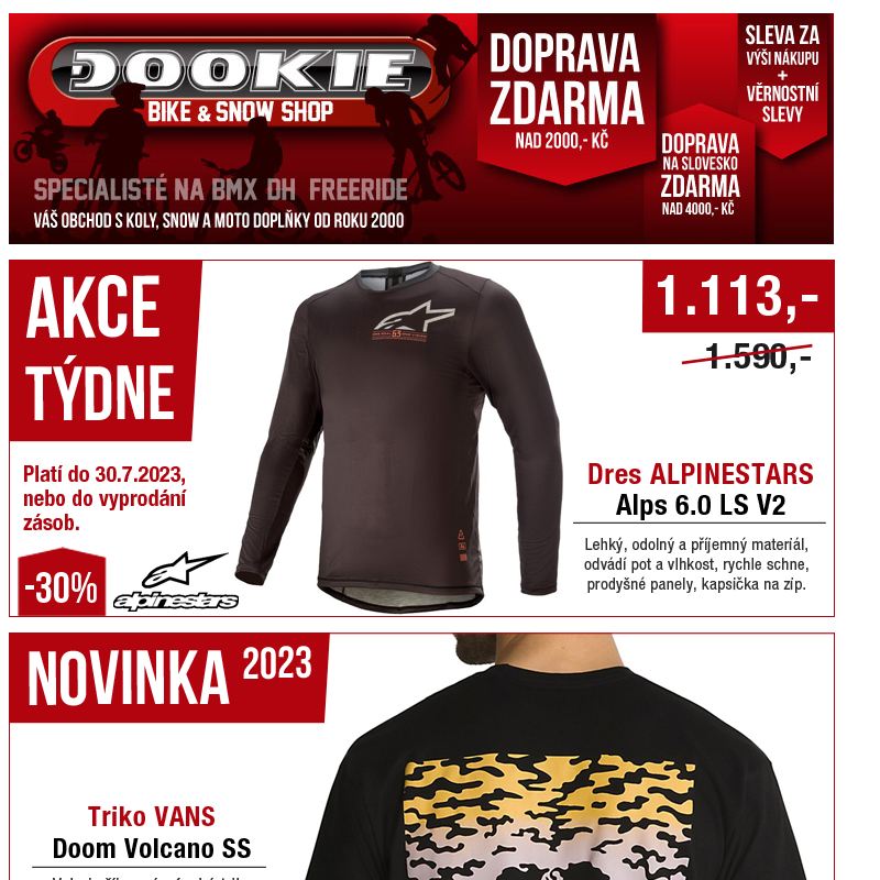 DOOKIE.cz | Akce týdne + Novinky VANS a GALFER + Slevy POC, FOX, ALPINESTARS a více.