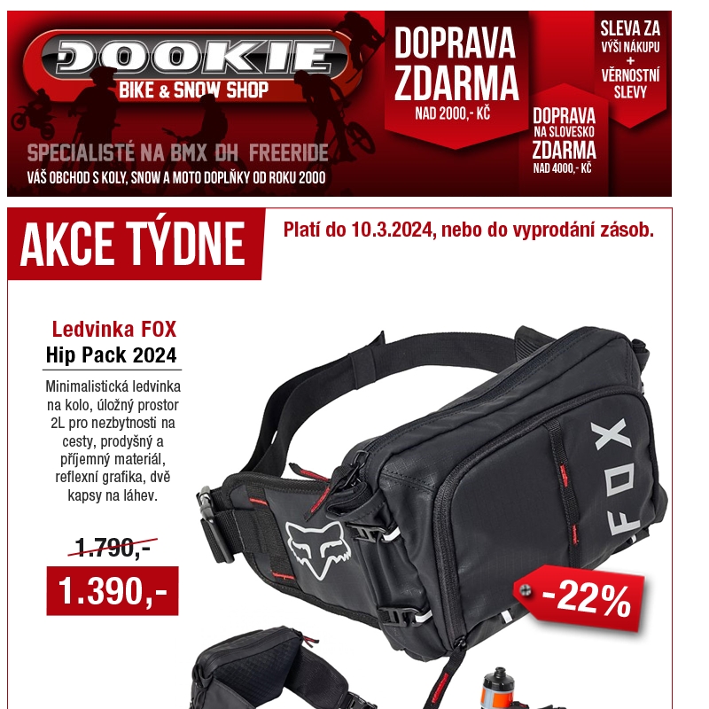DOOKIE.cz | Akce týdne + Novinky ALPINESTARS, VANS, GALFER, R2 + Výprodej BMX komponentů a více.