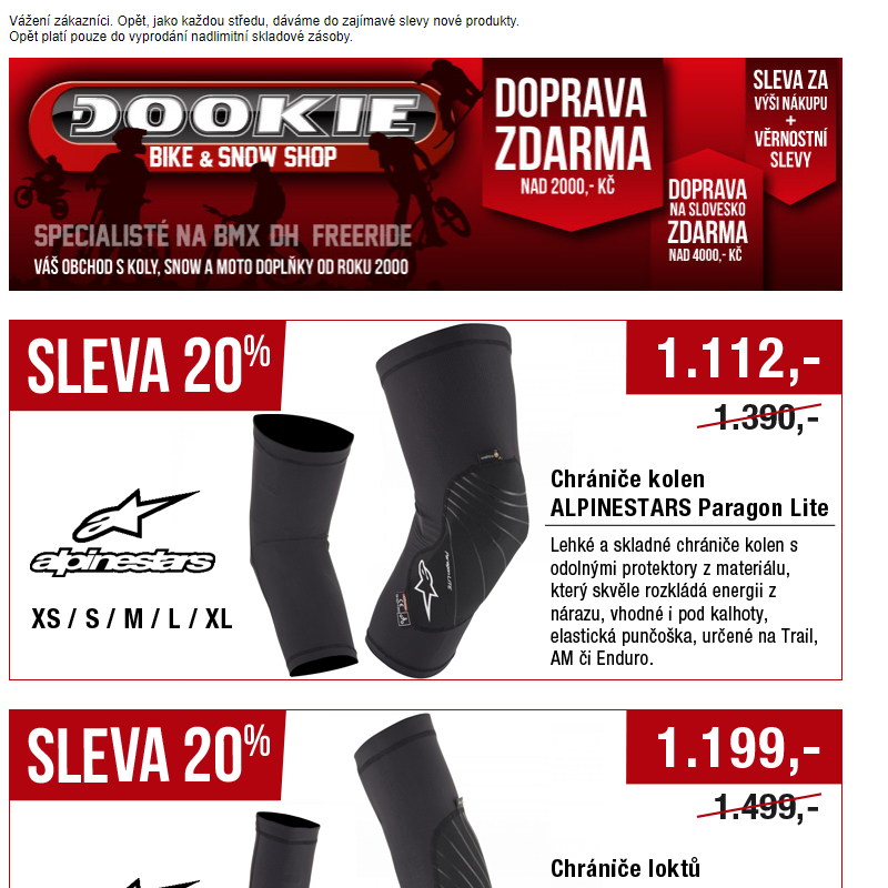 DOOKIE.cz | SLEVA -20% na chrániče a ponožky Alpinestars + Hledáme baliče zásilek