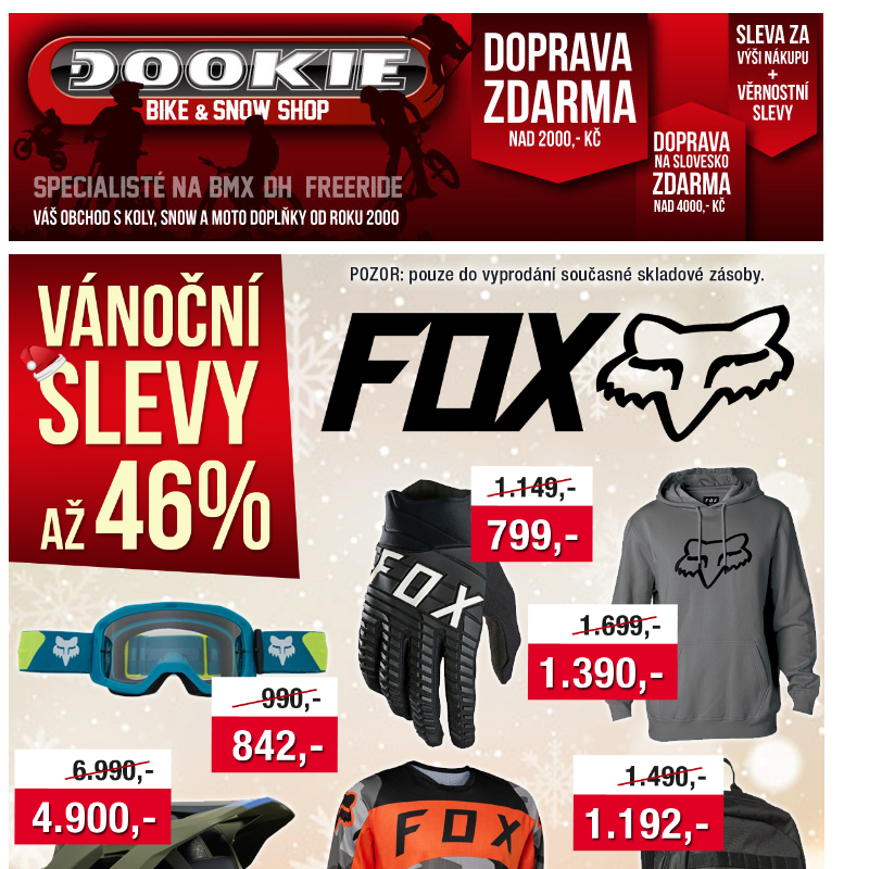 DOOKIE.cz | Vánoční slevy FOX a HARO (až -46%) + Novinky FUNN a AZONIC.