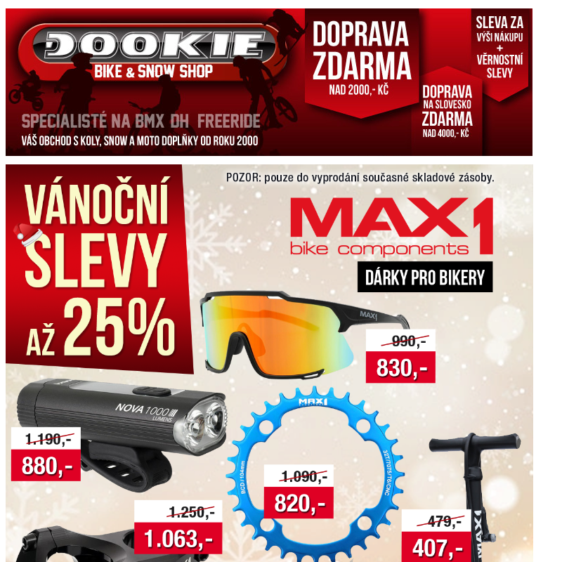 DOOKIE.cz | Vánoční slevy rozšířeny o MAX1, GIRO a TANNUS + Tipy na dárky pro bikery.