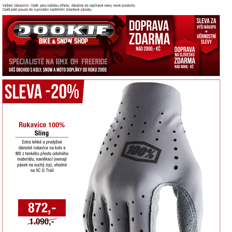 DOOKIE.cz | Sleva -30% na oblečení TROY LEE DESIGNS + Rukavice 100%.