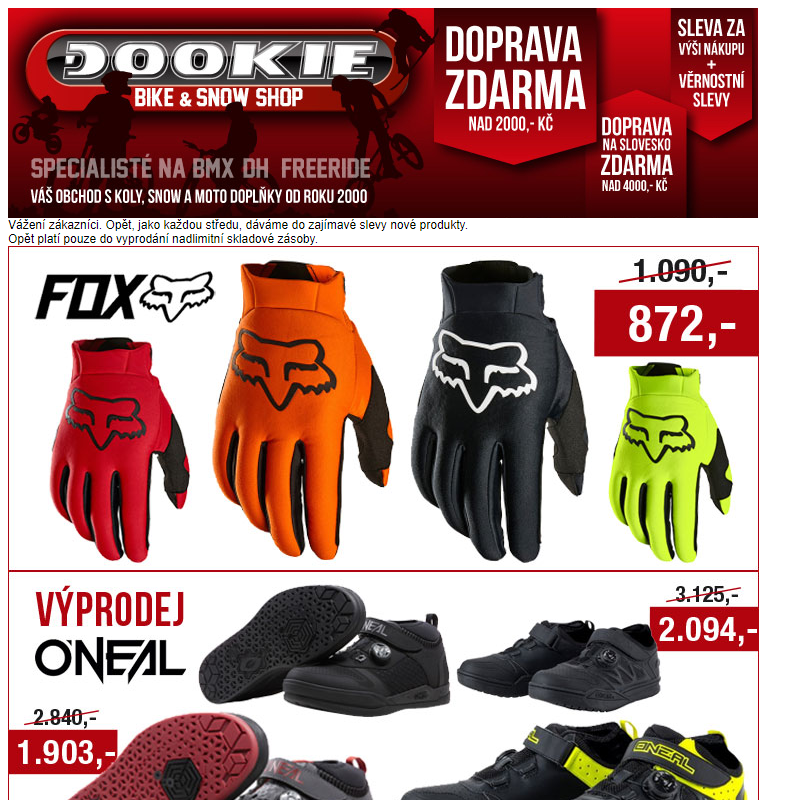 DOOKIE.cz | VÝPRODEJ: boty O´NEAL. Sleva na zimní rukavice FOX.