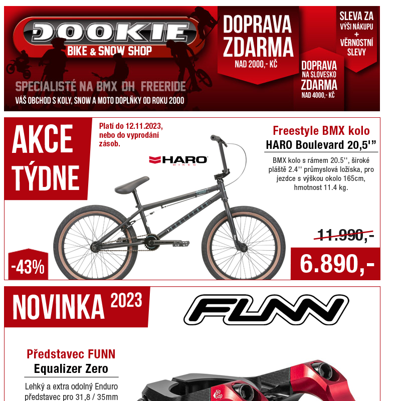 DOOKIE.cz | Akce týdne + Nové batohy na kolo EVOC, světla AUTHOR, BMX kola HARO a více!