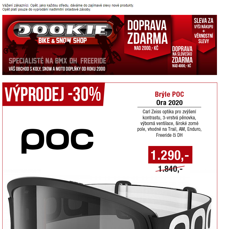 DOOKIE.cz | Výprodej vybraných produktů POC, FOX, ALPINESTARS a IXS se slevou až -37%.