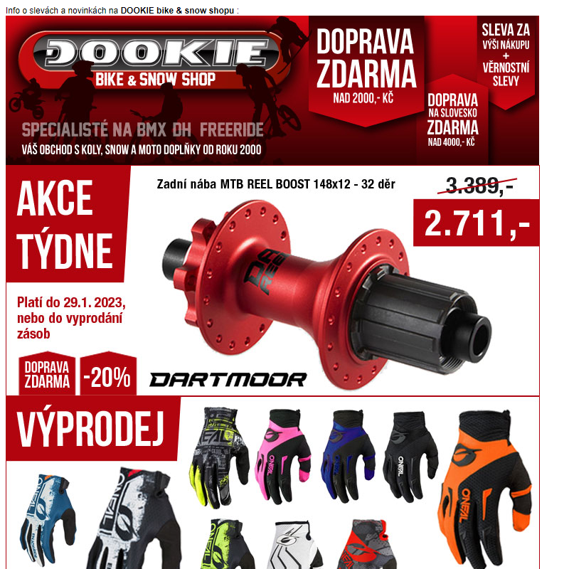DOOKIE.cz | Akce týdne (nába DARTMOOR -20%), Oneal rukavice -48%,  Novinky VANS, FUNN...